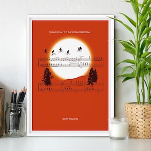 ET Sheet Music Print - Movie Classics Poster - Theme from E.T. The Extra-Terrestrial by John Williams - Soundtrack Poster (Various Sizes)