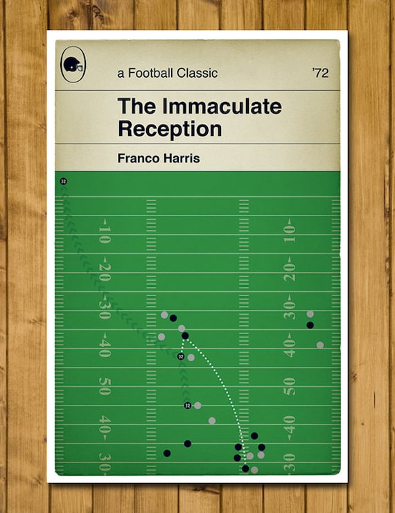 The Immaculate Reception - Franco Harris touchdown for Pittsburgh in 1972 - American Football Print - Book Cover Poster - Various Sizes