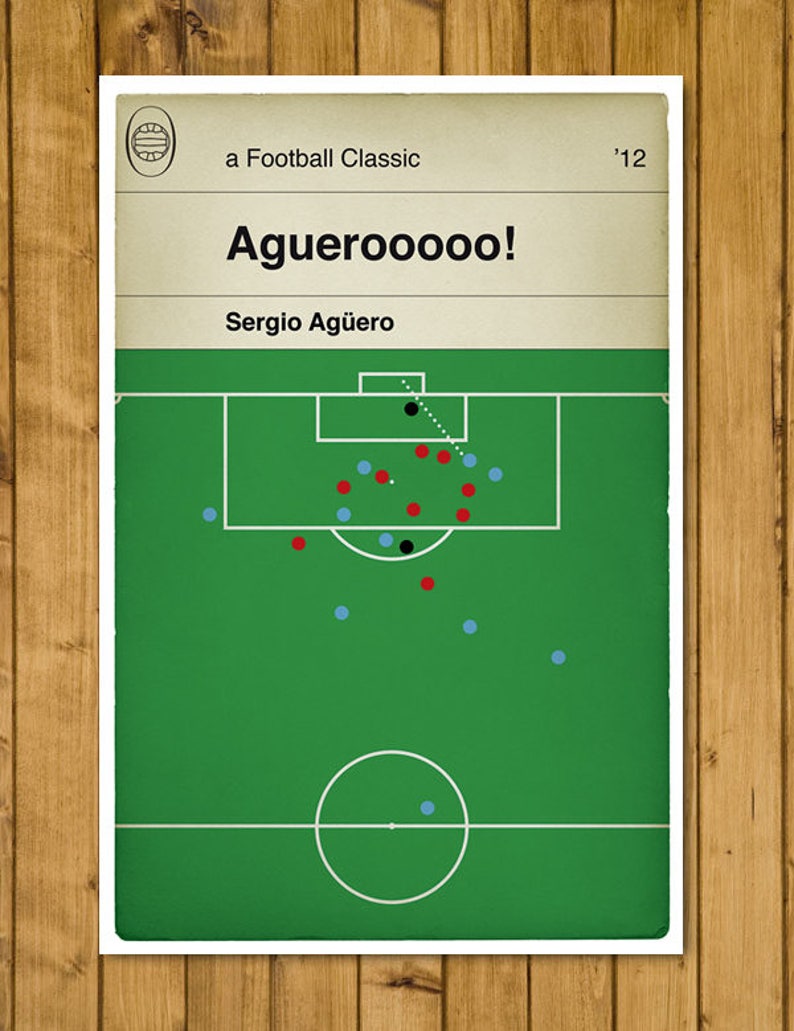 Manchester City goal v QPR Sergio Aguero Poster Classic | Etsy