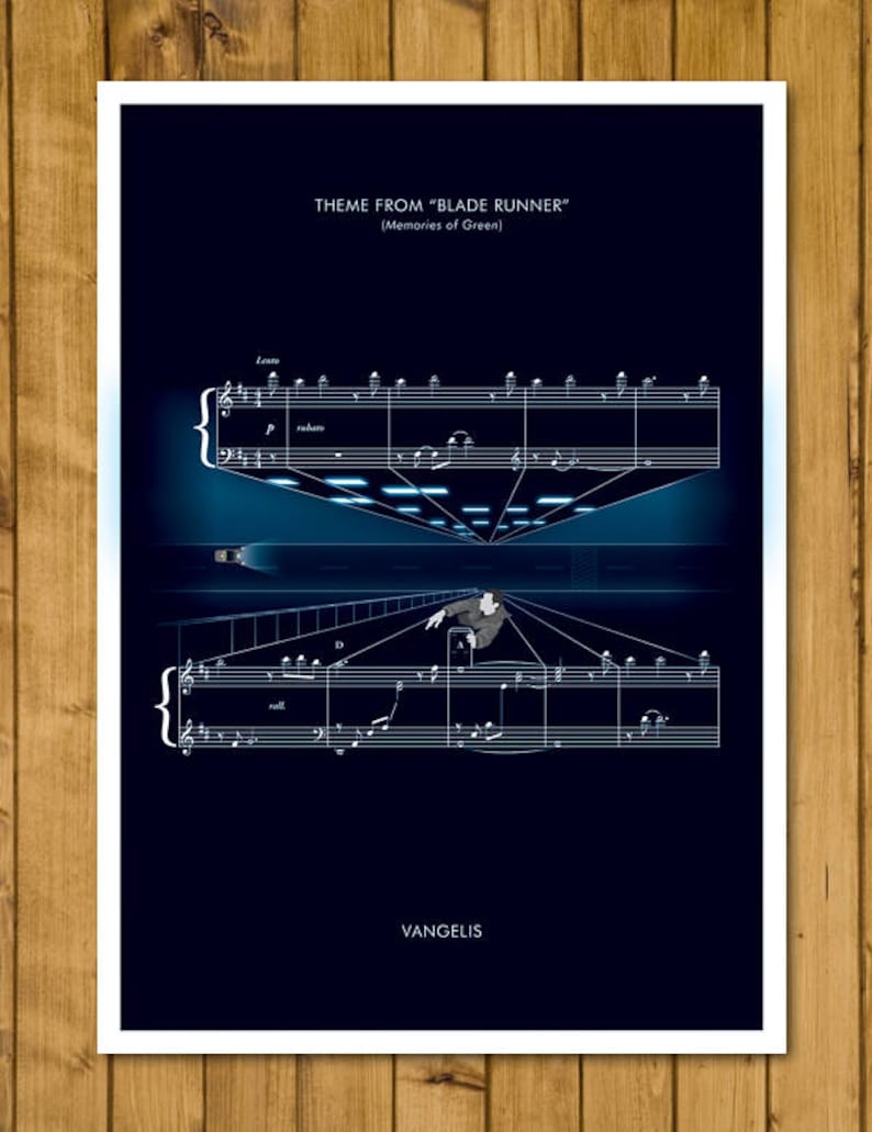 Theme from Blade Runner Memories of Green Vangelis Movie Classics Poster Movie Gift Sheet Music Poster Various Sizes image 1