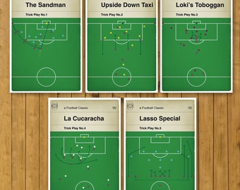 Fußball Trick Plays - 5er Set - La Cucaracha - Umgedrehtes Taxi - Loki's Toboggan - Fußballtore - TV Fußball Geschenk - Verschiedene Größen