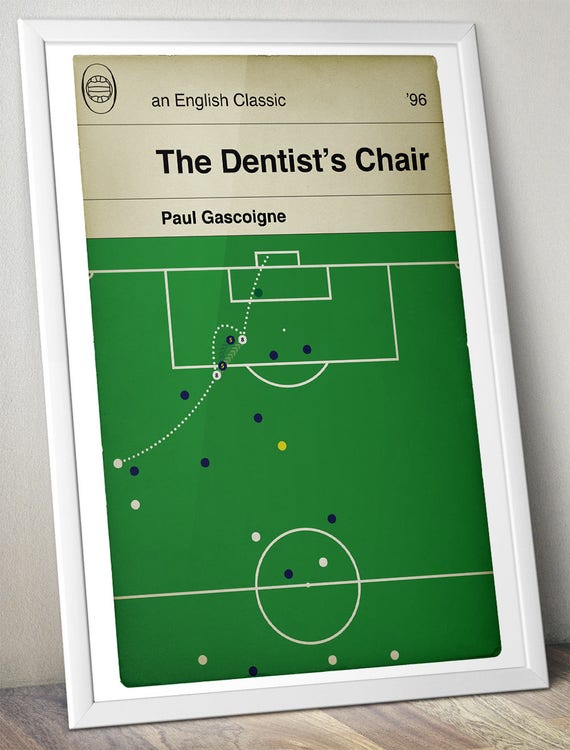 Football Print Classic Book Cover Poster Gascoigne Goal Etsy