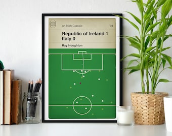 Republic of Ireland - Ray Houghton - Winning Goal v Italy - World Cup 94 - Classic Book Cover - Football Poster - Irish Gift (Various sizes)