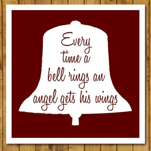 ¡Qué bello es vivir! Cada vez que suena una campana, un ángel recibe sus alas. Tarjeta navideña (cuadrado de 125 mm).