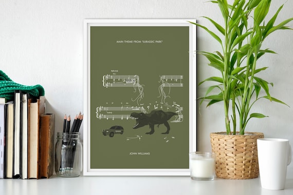 Jurassic Park Main Theme by John Williams - Soundtrack Print - Movie Classics Poster - T Rex - Jurassic Park Gift (Various Sizes)