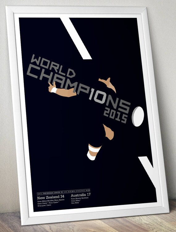 New Zealand Rugby - World Champions 2015 Poster - Dan Carter Drop