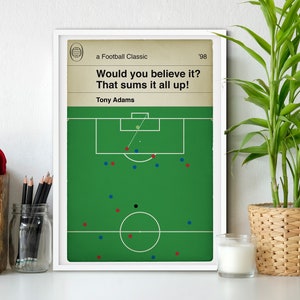 Tony Adams goal for Arsenal v Everton in 1998 to win the league - Football Print - Classic Book Cover Goal Poster - Wall Art (Various Sizes)