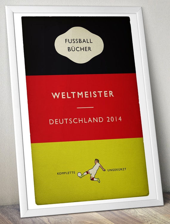 Deutschland - Germany - Weltmeister - World Champions 2014 - Mario Götze - German Flag Book Cover Poster - Fußball Geschenk (Various Sizes)