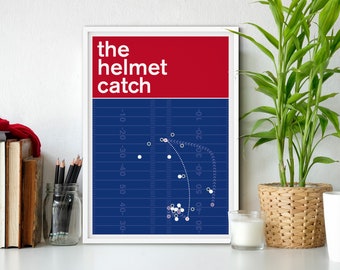 American Football Print - Swiss Style Poster - The Helmet Catch - David Tyree catch for Giants against Patriots in 2008 (Various Sizes)