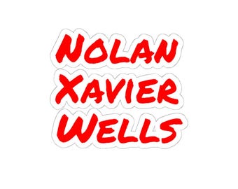 Custom Red Handwritten Name Sticker | Glossy Vinyl Decal (Kiss-Cut)