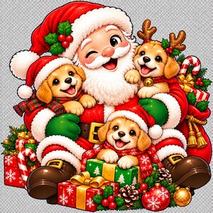 Retro Santa Claus PNG Bundle, 13 Christmas Designs (Digital Download) afbeelding 5