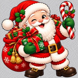Retro Santa Claus PNG Bundle, 13 Christmas Designs (Digital Download) afbeelding 15