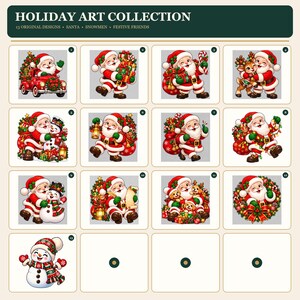 Retro Santa Claus PNG Bundle, 13 Christmas Designs (Digital Download) afbeelding 14