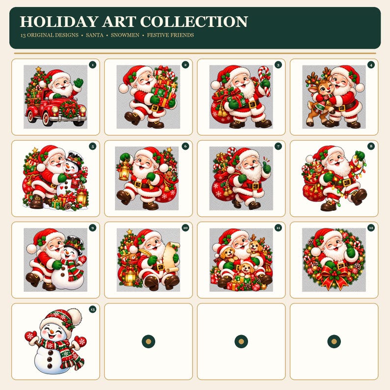 Retro Santa Claus PNG Bundle, 13 Christmas Designs (Digital Download) afbeelding 14