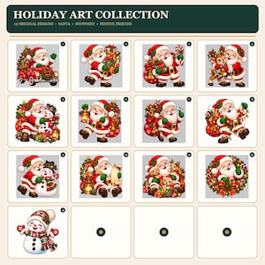 Retro Santa Claus PNG Bundle, 13 Christmas Designs (Digital Download) afbeelding 1