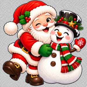 Retro Santa Claus PNG Bundle, 13 Christmas Designs (Digital Download) afbeelding 7