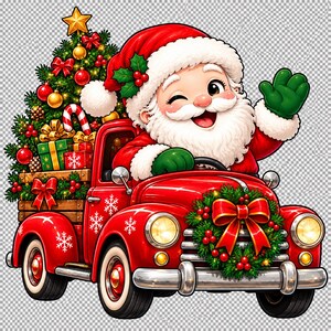 Retro Santa Claus PNG Bundle, 13 Christmas Designs (Digital Download) afbeelding 17
