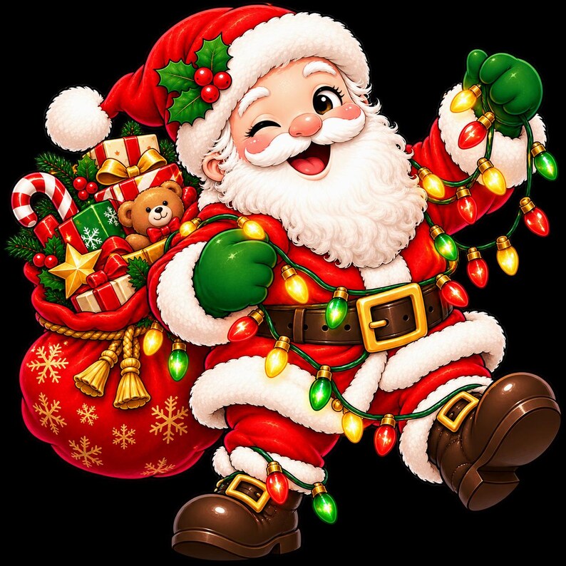 Retro Santa Claus PNG Bundle, 13 Christmas Designs (Digital Download) afbeelding 11