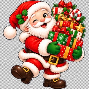 Retro Santa Claus PNG Bundle, 13 Christmas Designs (Digital Download) afbeelding 16