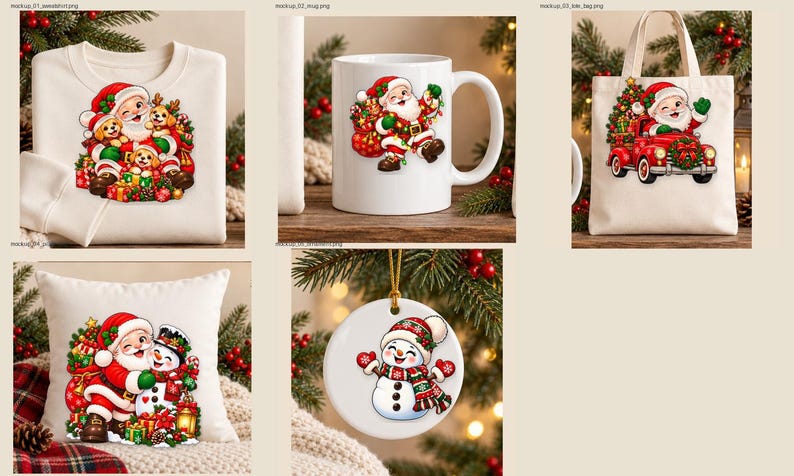Retro Santa Claus PNG Bundle, 13 Christmas Designs (Digital Download) afbeelding 10