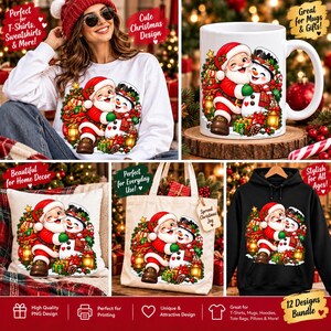 Retro Santa Claus PNG Bundle, 13 Christmas Designs (Digital Download) afbeelding 12