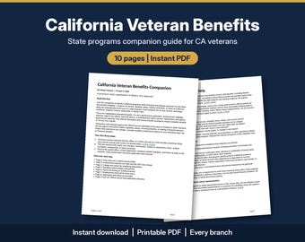 Guida ai benefici per i veterani della California in formato PDF / CalVet, targhe DV, esenzione dall'imposta sulla proprietà, esenzione dalle tasse universitarie, stampabile