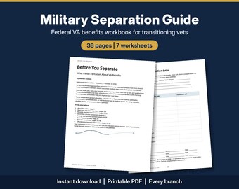 Guida al congedo militare in formato PDF / Benefici per i veterani, modulo DD-214, GI Bill e pianificatore di transizione, stampabile