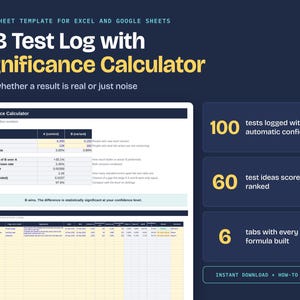 A/B Test Significance Calculator, Sample Size Planner, Experiment Tracker (Digital Download)