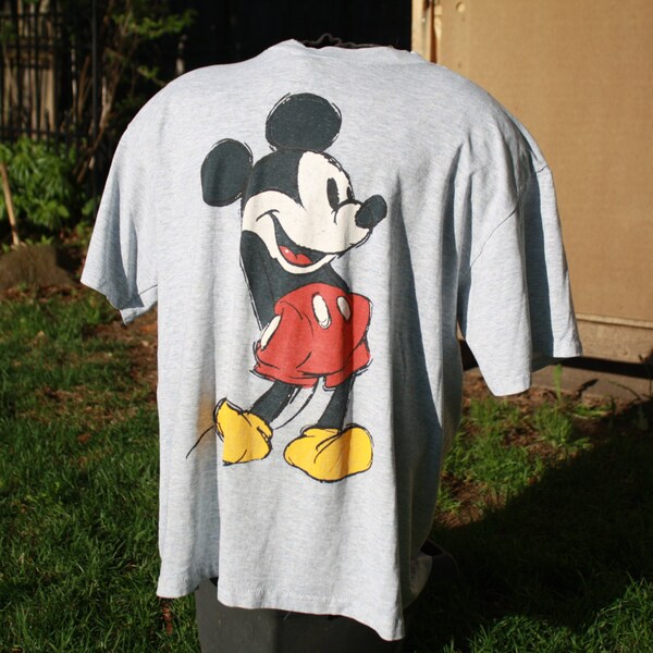 Vintage Gray Disney Mickey Mouse Sketchy T shirt