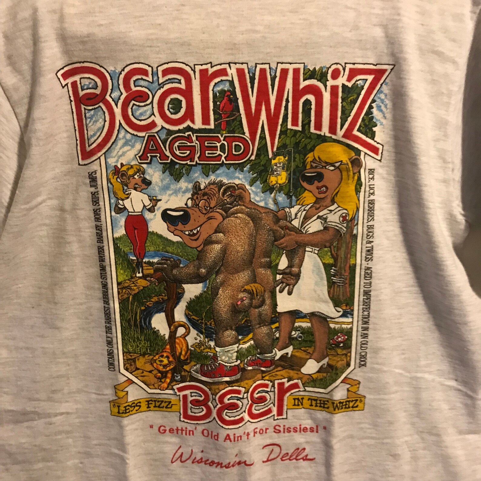 Vintage 90s Bear Whiz Beer Gray T Shirt M Etsy