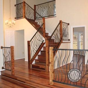 Wrought Iron Stair Railing | Metal stair railing | Custom iron stair railing in my signature BENT Iron Art Design