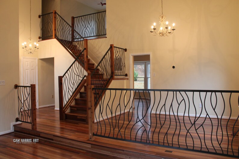 Wrought Iron Stair Railing Metal Stair Railing Custom Iron Etsy Canada