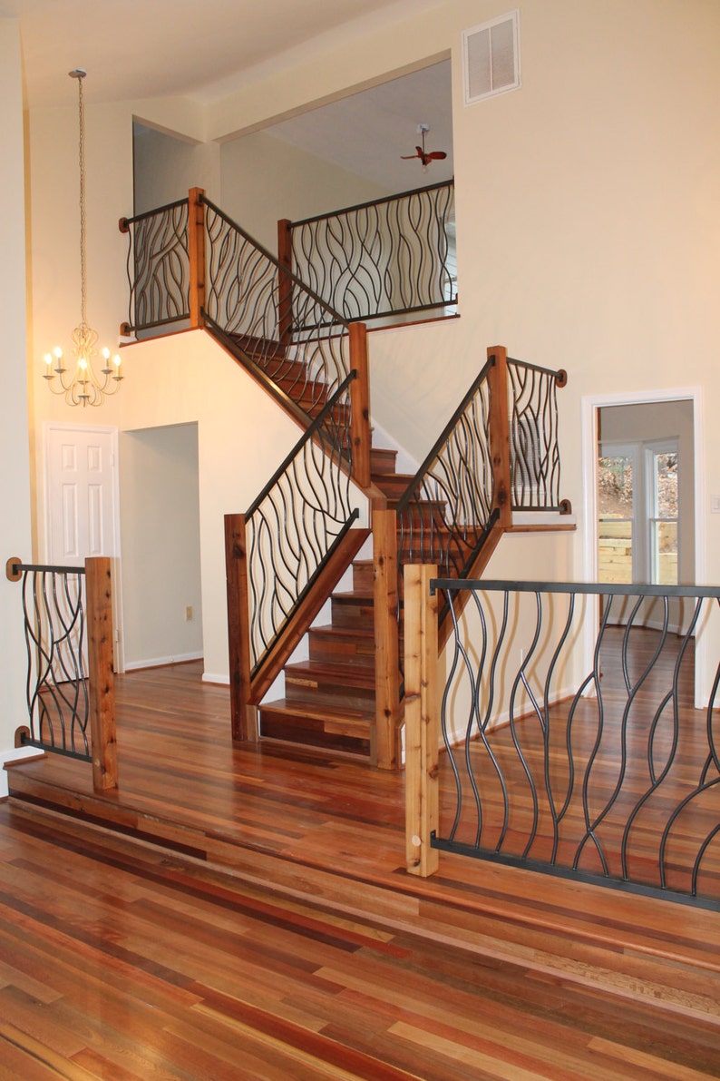 Wrought Iron Stair Railing Metal Stair Railing Custom Iron Etsy