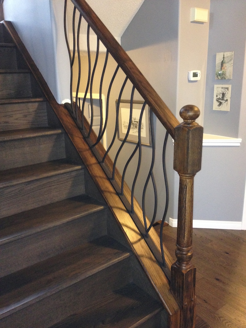 Wrought Iron Stair Railing Metal Stair Railing Custom Iron Etsy Canada