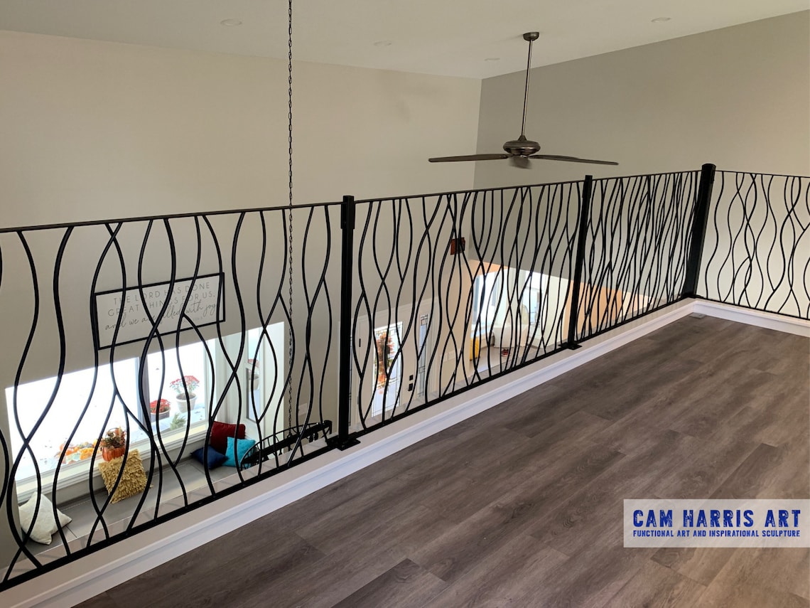 Wrought Iron Railing in My Vines Design Metal Stair Railing Custom Iron ...