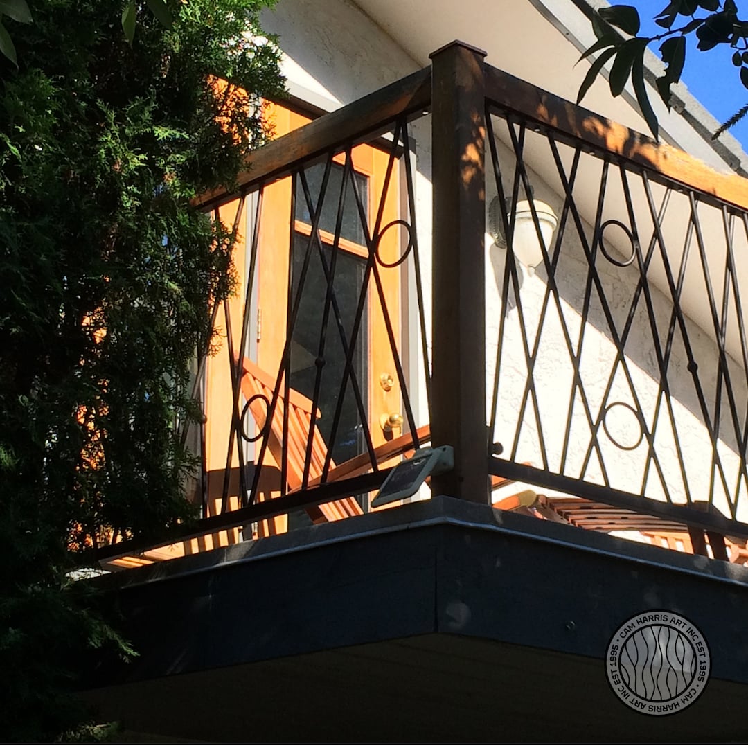 Stix and Circles Metal Railing | Iron Railing Outdoors | Metal Railing ...