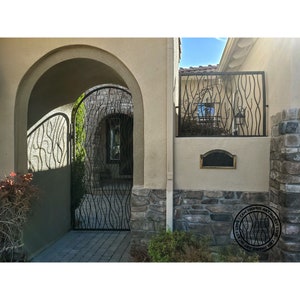 Wrought Iron Gate Twigs Design | Iron Gate | Tree Branch Metal Gate | Wrought Iron Gate | Metal Gate Design