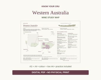 Western Australia Wine Study Map: A3/A4 Printable PDF, Practice and Answers