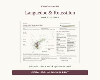 Languedoc & Roussillon Wine Study Map: A3/A4 Printable PDF, Practice and Answers