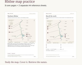 Rhône Wine Map Practice Pack | Labelled Maps, Blank Recall & Answer Keys | Printable PDF