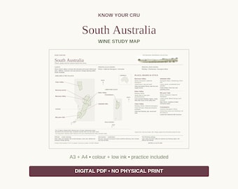 South Australia Wine Study Map: A3/A4 Printable PDF, Practice and Answers