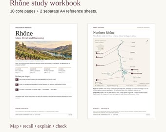 Rhône Wine Study Workbook | Maps, Recall and Reasoning | Printable PDF, A4 and US Letter
