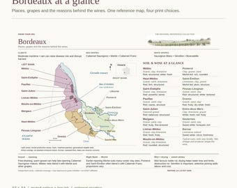 Bordeaux Wine Study Map | Printable A3 and A4 PDF | Regional Reference and Practice