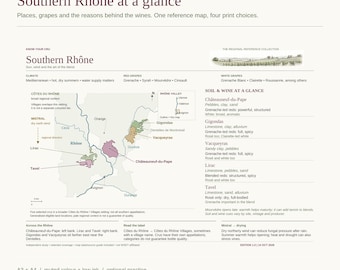 Southern Rhône Wine Study Map | Printable A3 and A4 PDF | Regional Reference and Practice