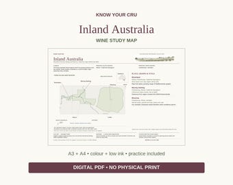 Inland Australia Wine Study Map: A3/A4 Printable PDF, Practice and Answers