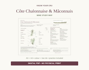 Côte Chalonnaise & Mâconnais Wine Study Map: A3/A4 Printable PDF, Practice and Answers