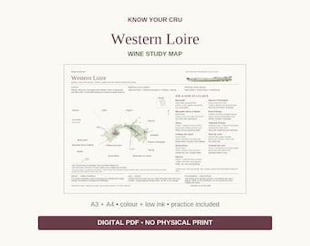 Western Loire Wine Study Map: A3/A4 Printable PDF, Practice and Answers