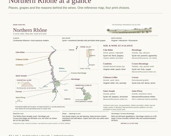 Northern Rhône Wine Study Map | Printable A3 and A4 PDF | Regional Reference and Practice