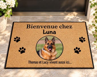 Paillasson personnalisé avec photo d'animal de compagnie, Bienvenue chez vous, Paillasson personnalisé pour chien ou chat