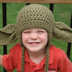Yoda Inspired Hat Crochet Pattern Newborn Toddler Child Adult image 2
